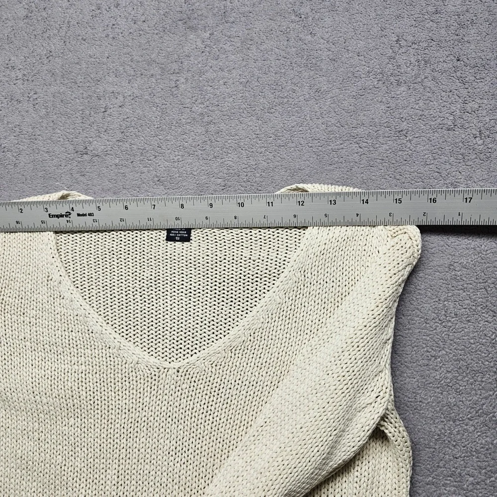 Nautica Chunky Knit Sweater Womens Size Small Cream Long Sleeve V-Neck Pullover